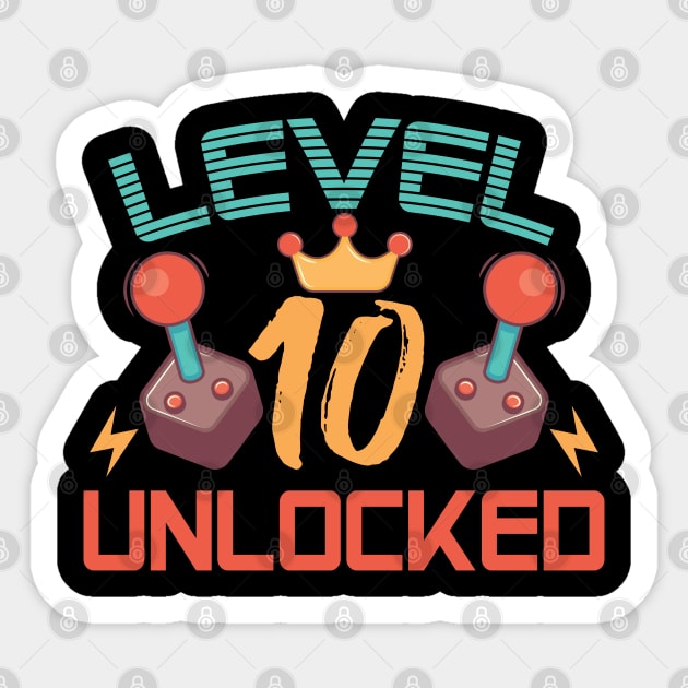 Level 10 Unlocked Gamers Birthday Gift Level 10 Gaming Gift Sticker by mommyshirts